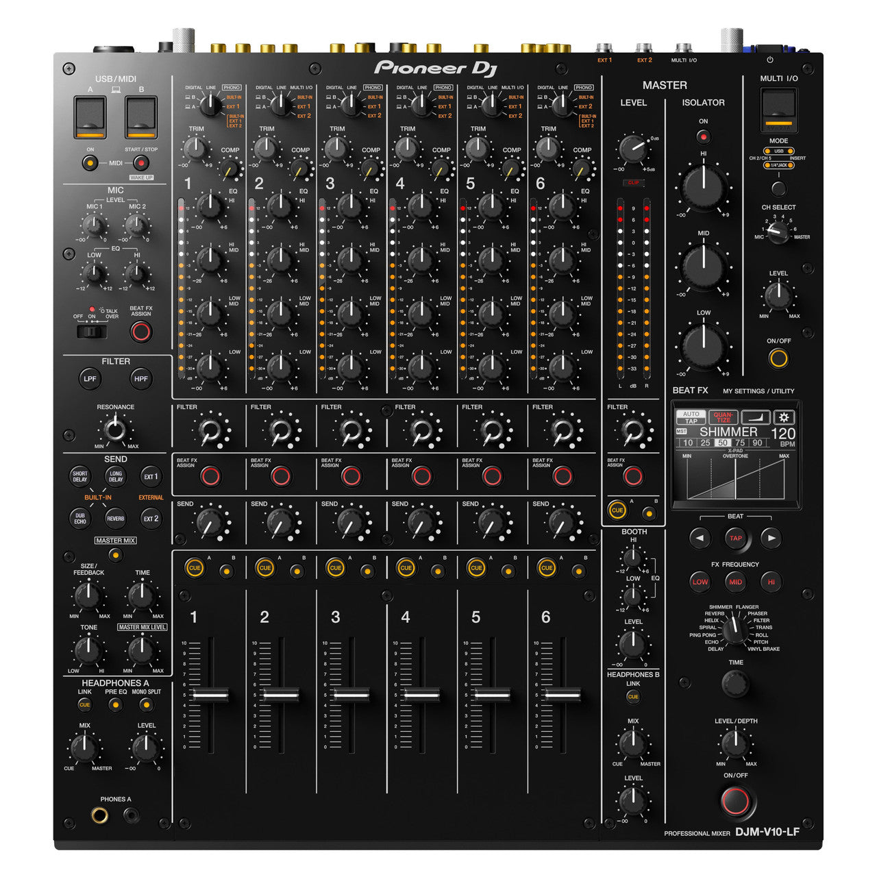 Pioneer DJ DJM-V10-LF 6-Channel Professional DJ Mixer With Long Fader